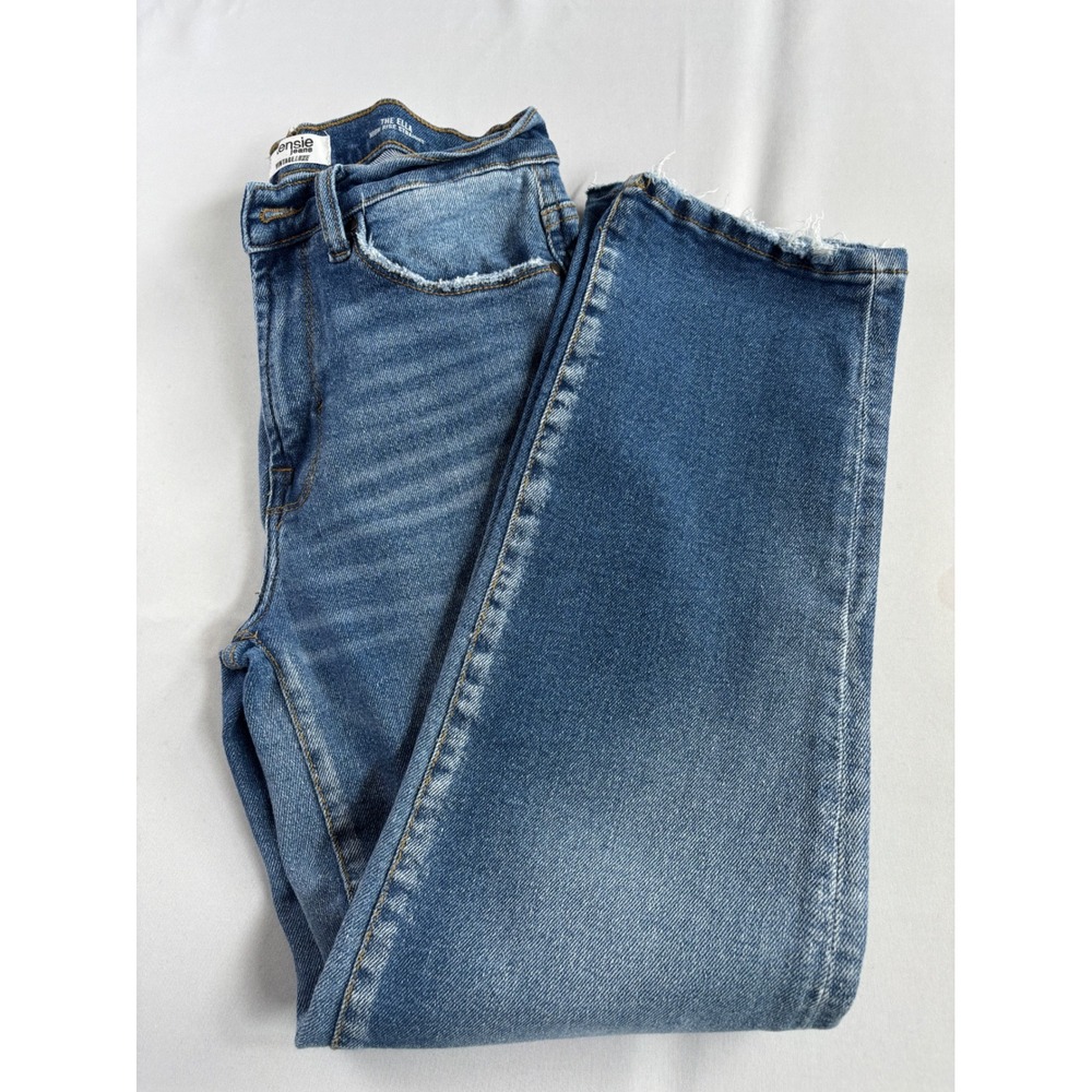 Kensie Jeans VTG Luxe The Ella High Rise Straight Blue Denim Pants Raw Hem SZ 4